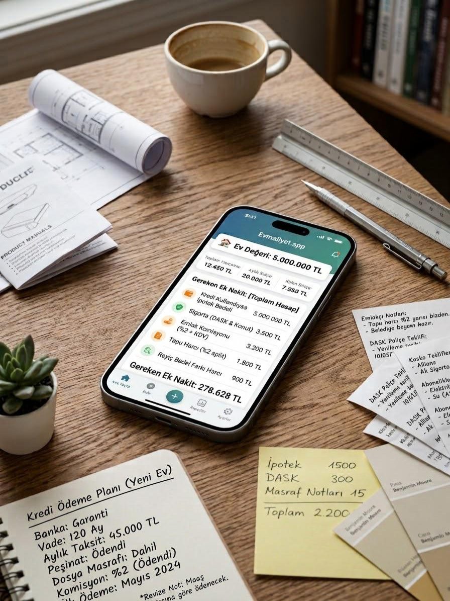 evmaliyet.app — Ev Alırken Cepten Çıkan Parayı Hesaplayan Uygulama — kapak görseli